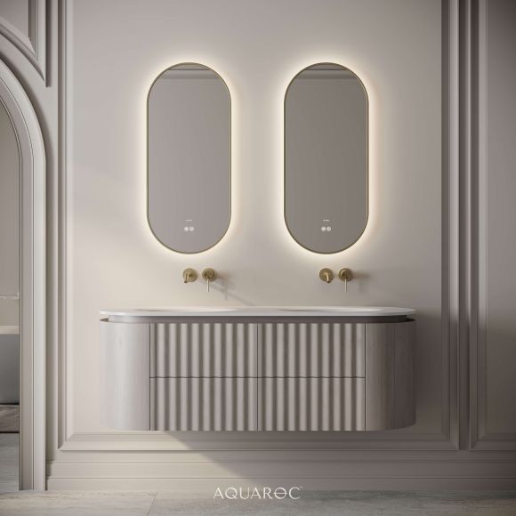 Belgravia II Double Vanity Unit & Stone Basin 1400mm Sabbia Grigio Oak